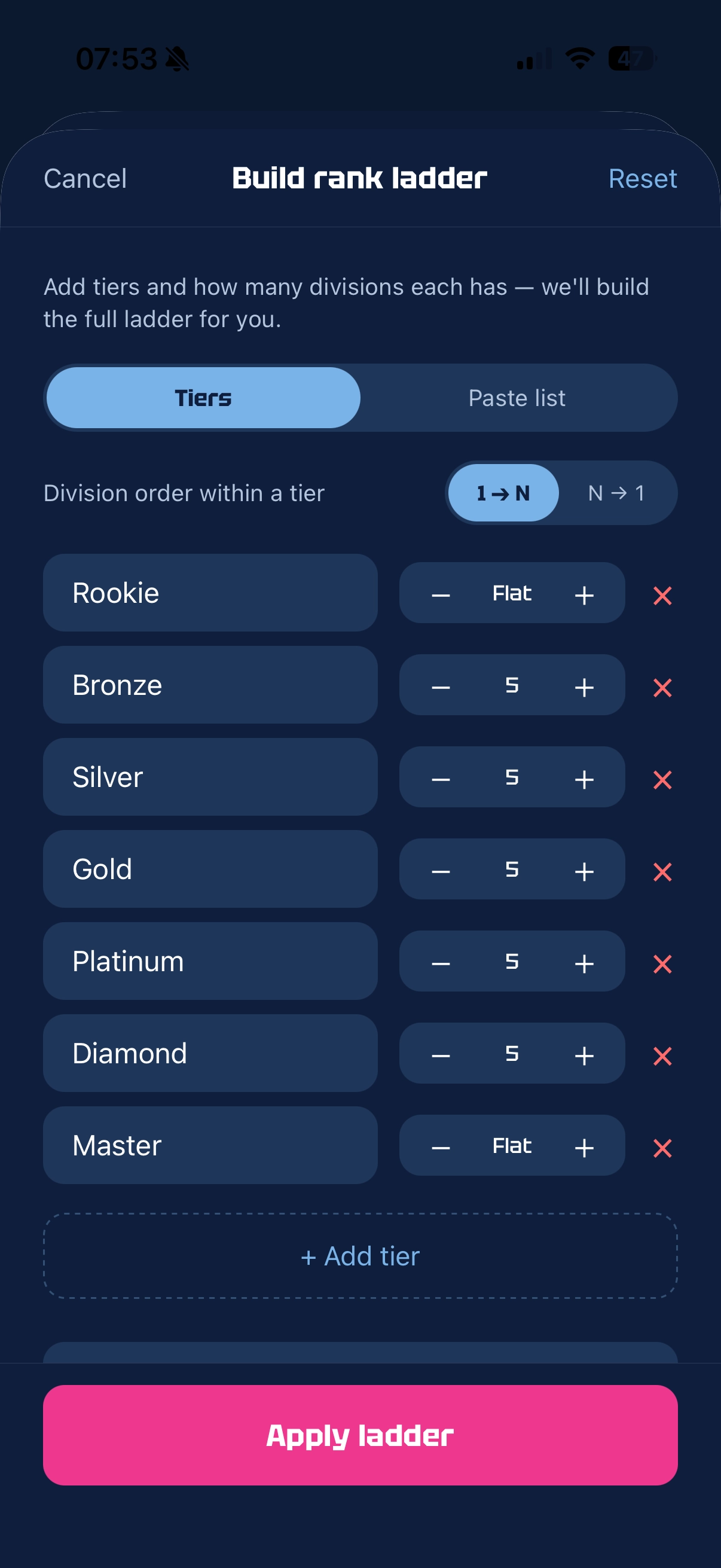 Rank ladder