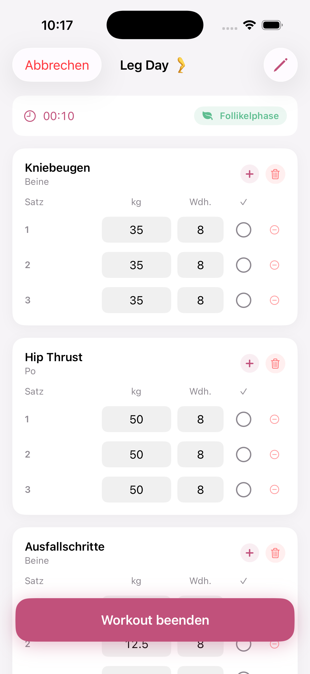 Workout Tracking